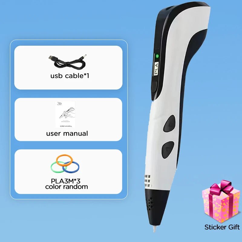 Kids 3D Printing Pen with LCD Display 0.7mm Diameter 1.75mm PLA - AURISTEN