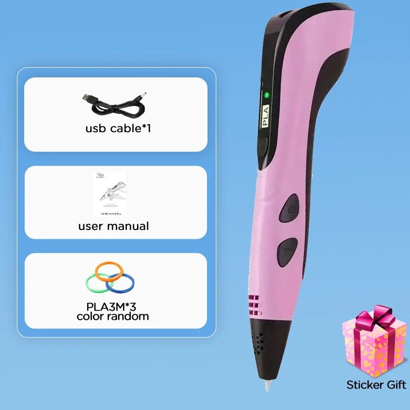 Kids 3D Printing Pen with LCD Display 0.7mm Diameter 1.75mm PLA - AURISTEN