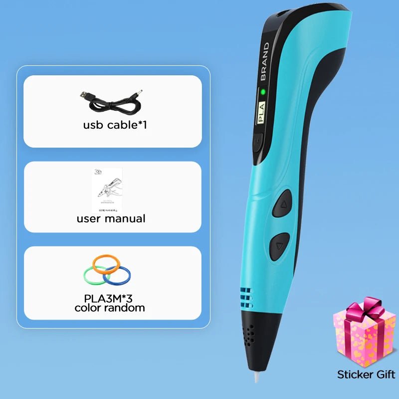 Kids 3D Printing Pen with LCD Display 0.7mm Diameter 1.75mm PLA - AURISTEN