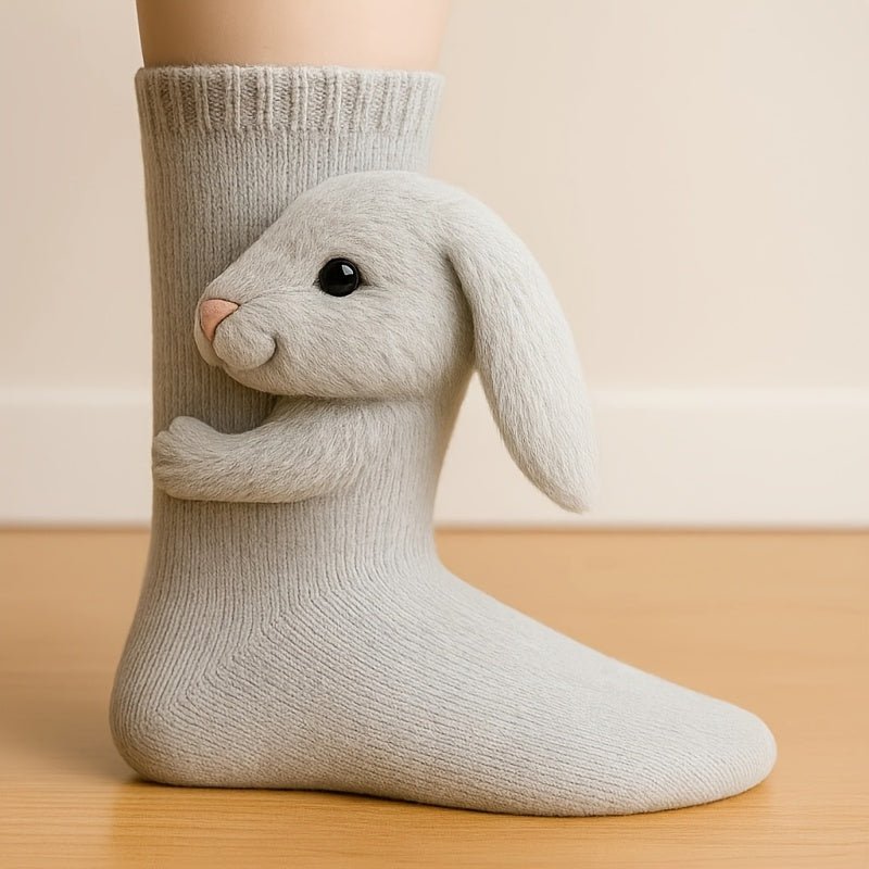 Knitted Plush Animal Pattern Socks - Cute Animal Design Socks, Suitable for All Sizes, Unisex. - AURISTEN
