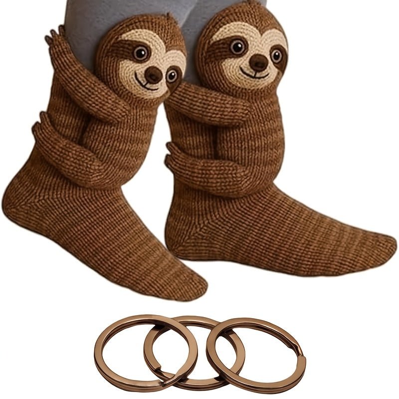 Knitted Plush Animal Pattern Socks - Cute Animal Design Socks, Suitable for All Sizes, Unisex. - AURISTEN