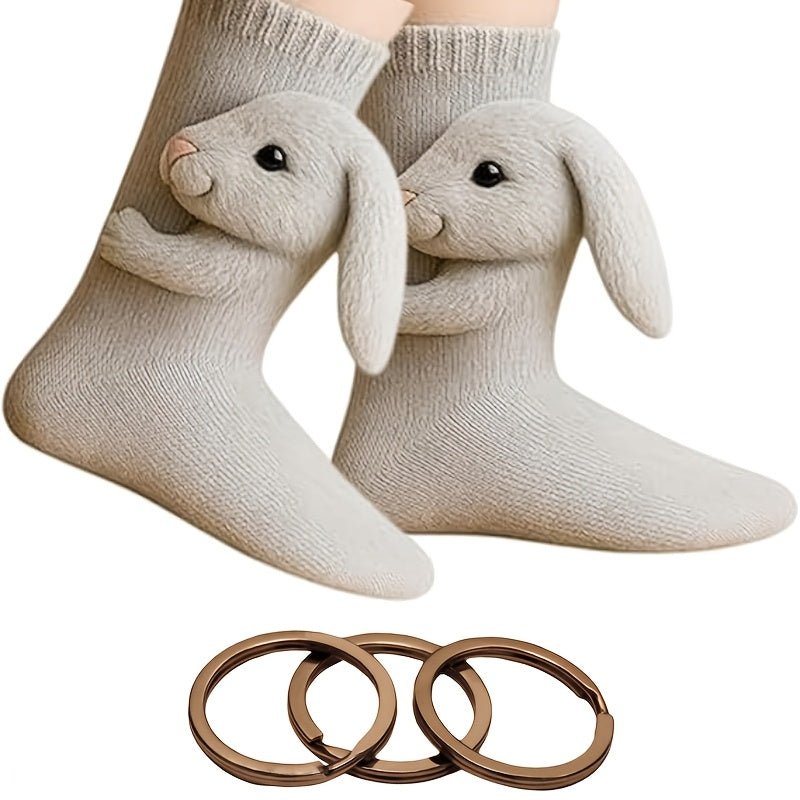 Knitted Plush Animal Pattern Socks - Cute Animal Design Socks, Suitable for All Sizes, Unisex. - AURISTEN