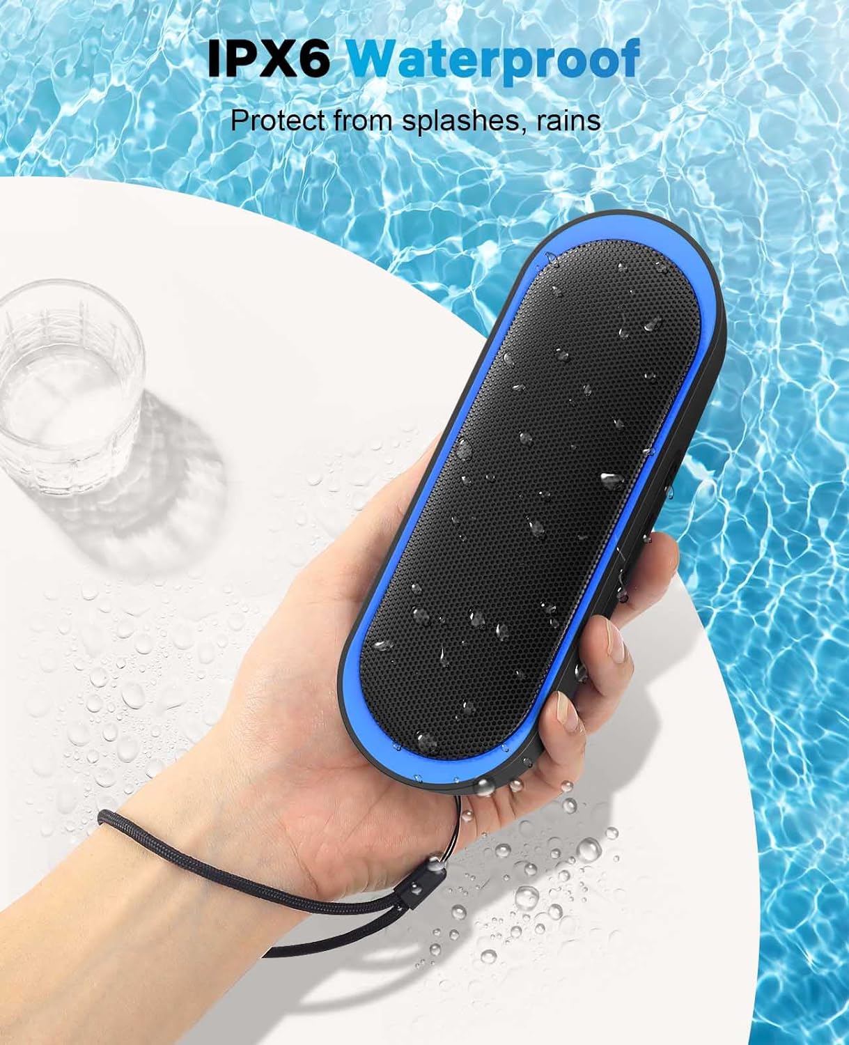 LENRUE Bluetooth Speakers, Waterproof Portable Speakers with TWS, 24 Playtime, Stereo Sound, Wireless for Home Shower Pool Beach Outdoor (Black) - AURISTEN