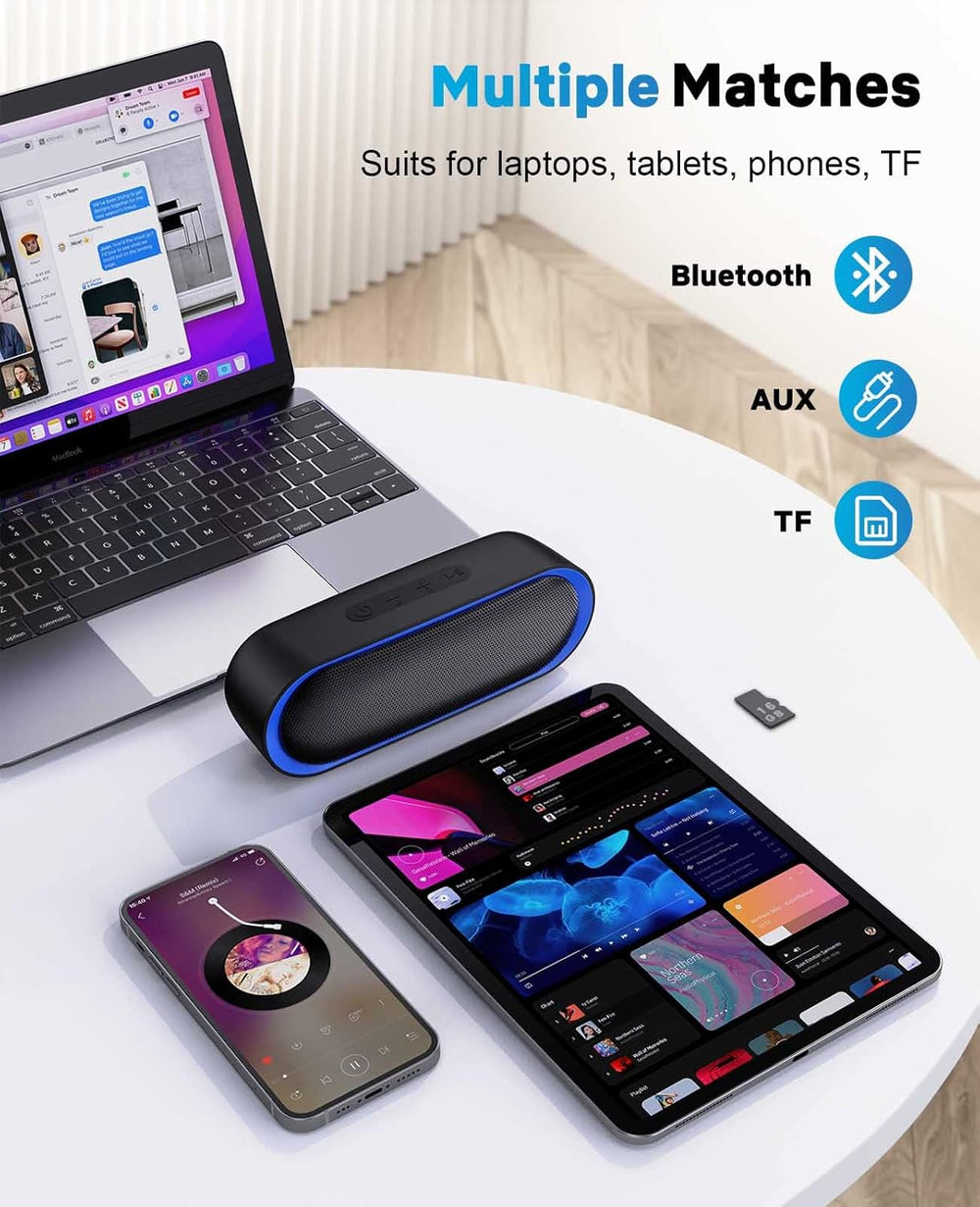 LENRUE Bluetooth Speakers, Waterproof Portable Speakers with TWS, 24 Playtime, Stereo Sound, Wireless for Home Shower Pool Beach Outdoor (Black) - AURISTEN