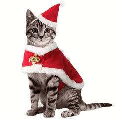 Pet Christmas Costume Set (2 Pack) – Hat & Cape for Cats and Small Dogs - AURISTEN