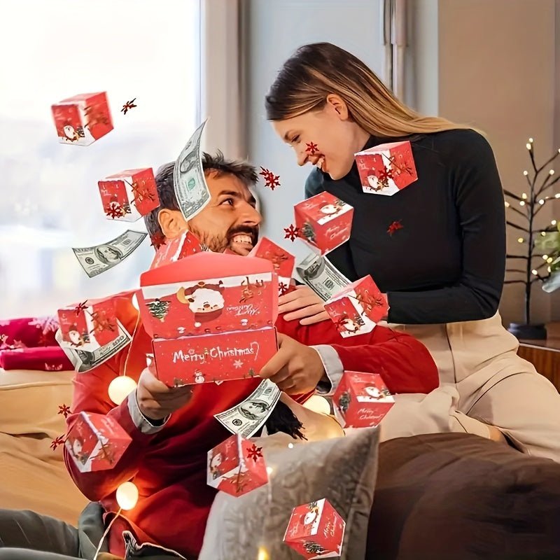 Red & Gold Christmas Gift Boxes with Clear Lids – 1 Set - AURISTEN