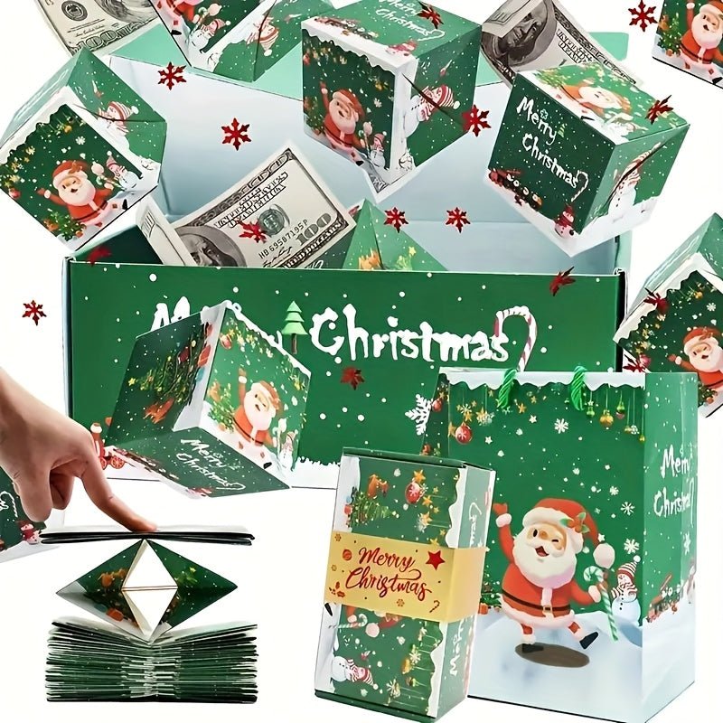 Red & Gold Christmas Gift Boxes with Clear Lids – 1 Set - AURISTEN