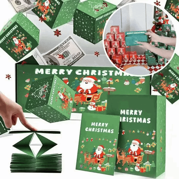 Red & Gold Christmas Gift Boxes with Clear Lids – 1 Set - AURISTEN