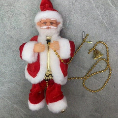 Santa Claus Climbing Pearl Hanging Ornament - Classic Christmas Tree Decoration, Battery - Operated (AA), Plush Santa Figure with Golden Chain, Festive Holiday Decor for Trees and Mantels, Festive Decoration | Santa Claus Theme | Detailed Craftsmanship - AURISTEN