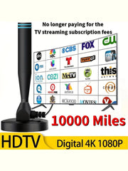 Smart Digital TV Antenna 2025 - HDTV Antenna With Super Strong Magnetic Base | Full 50 U.S. States Coverage | 360° Long - Range Reception For Local Channels - AURISTEN