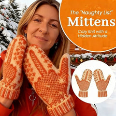 The Naughty List Mittens | Hidden Gloves, Jacquard Craftsmanship, Elasticity Fit, Linen Material, Hand Wash or Dry Clean - AURISTEN