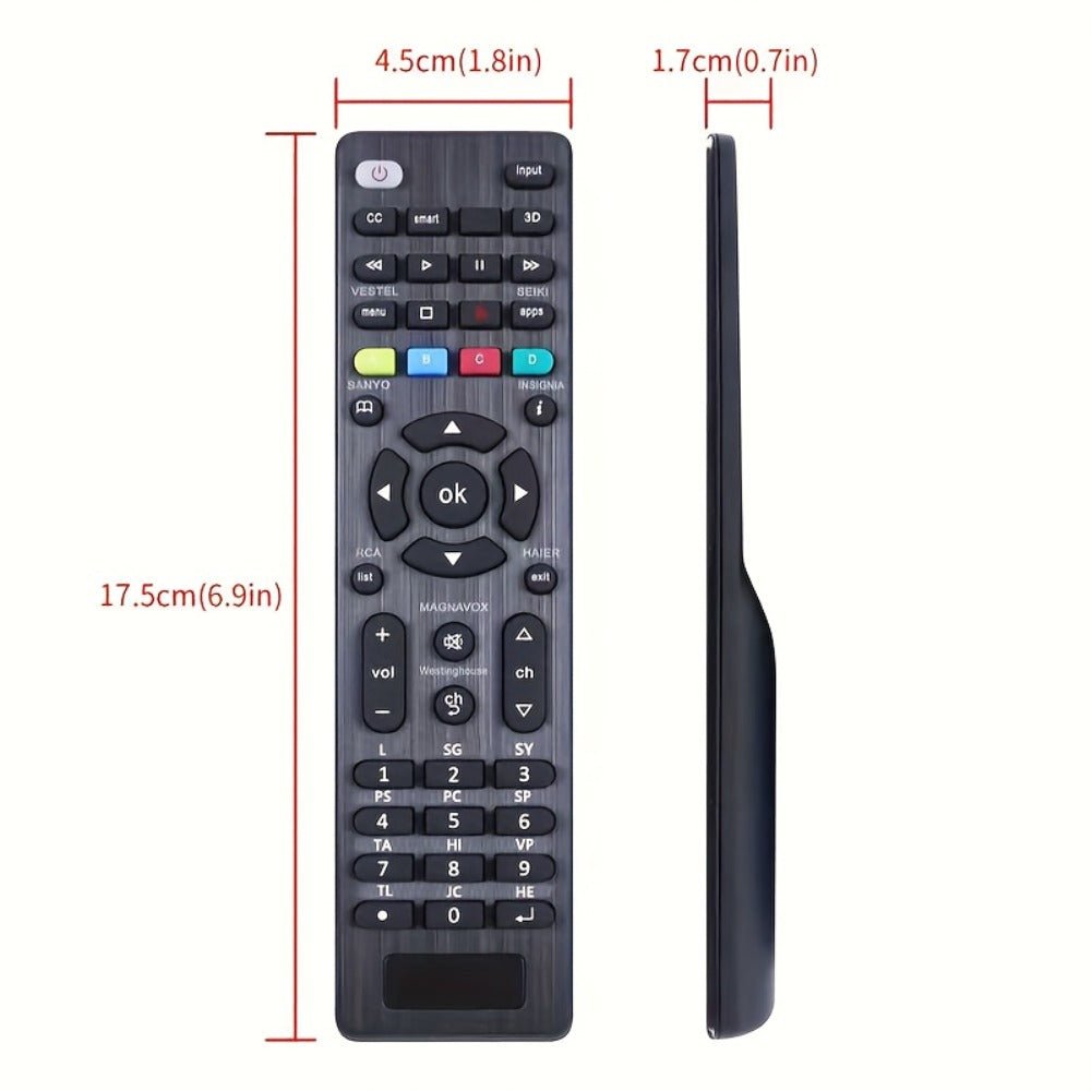 TV Remote Control Compatible for Samsung, LG, Sony, Hisense, Sharp, Toshiba, Panasonic, JVC TVs - All - in - IR Remote with Volume/Channel/Source Control, Brand - Specific Settings (No External Receiver) - AURISTEN