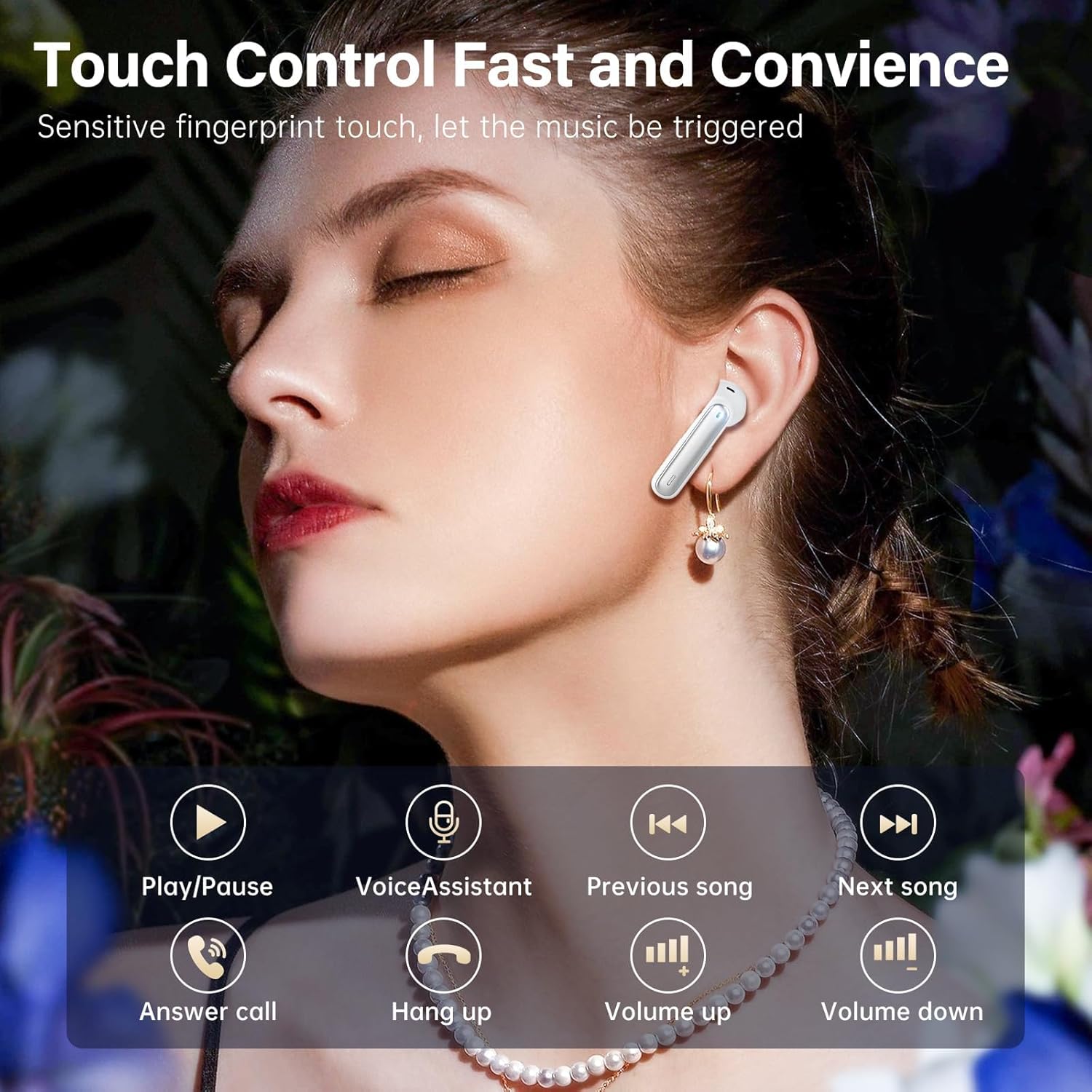 Wireless Earbuds, Bluetooth 5.3 Headphones HiFi Stereo 50H Playback LED Digital Display Ear Buds with ENC Noise Canceling Headset, IPX7 Waterproof Earphones for Gym/Running/Work - AURISTEN