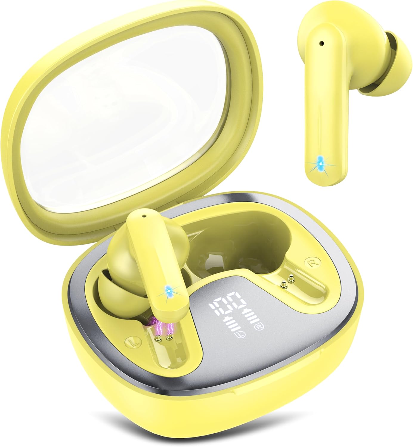 Wireless Earbuds, Bluetooth 5.4 Headphones, HiFi Stereo Bass Ear Buds, in Ear Earbuds with 4 ENC Noise Cancelling Mic, 45H, LED Display, IP7 Waterproof, Earphones for Phone Android/iOS Sports, Black - AURISTEN