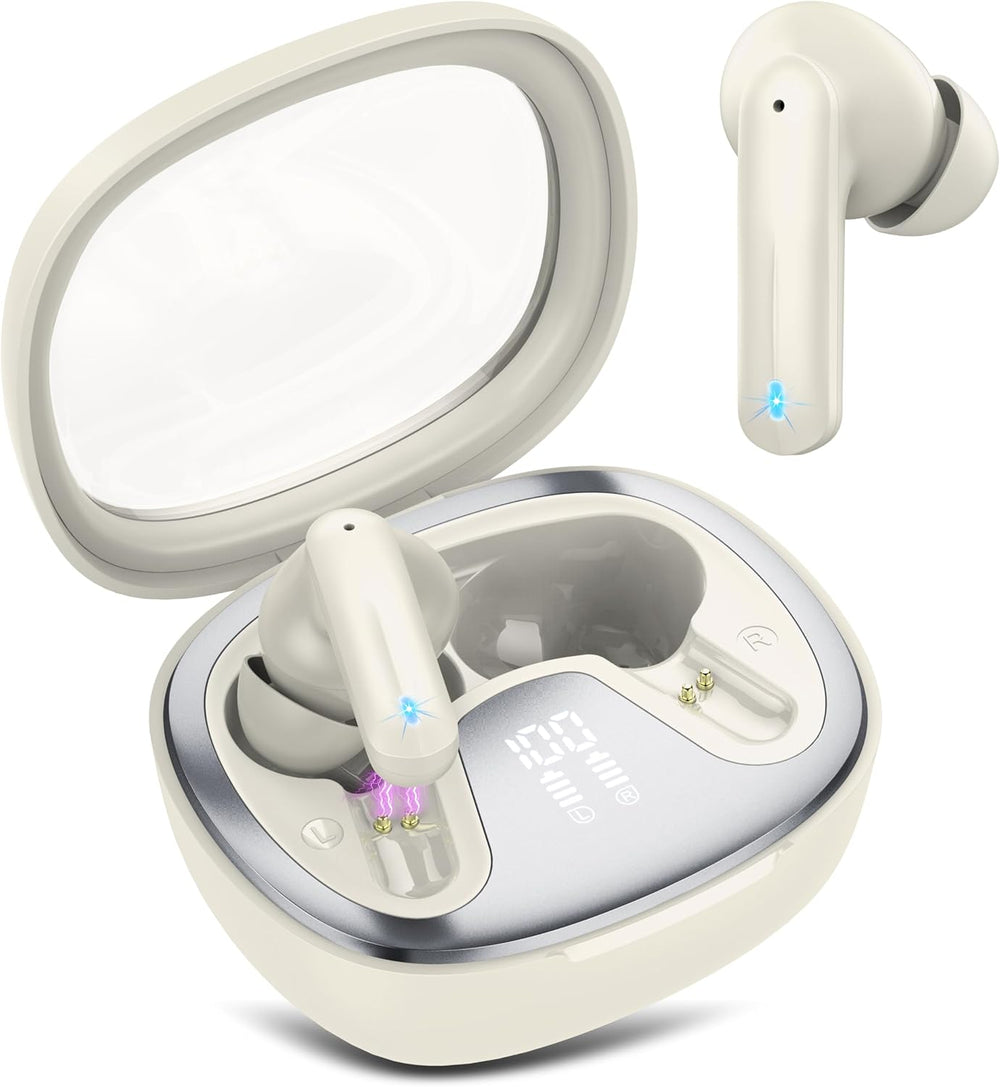 Wireless Earbuds, Bluetooth 5.4 Headphones, HiFi Stereo Bass Ear Buds, in Ear Earbuds with 4 ENC Noise Cancelling Mic, 45H, LED Display, IP7 Waterproof, Earphones for Phone Android/iOS Sports, Black - AURISTEN