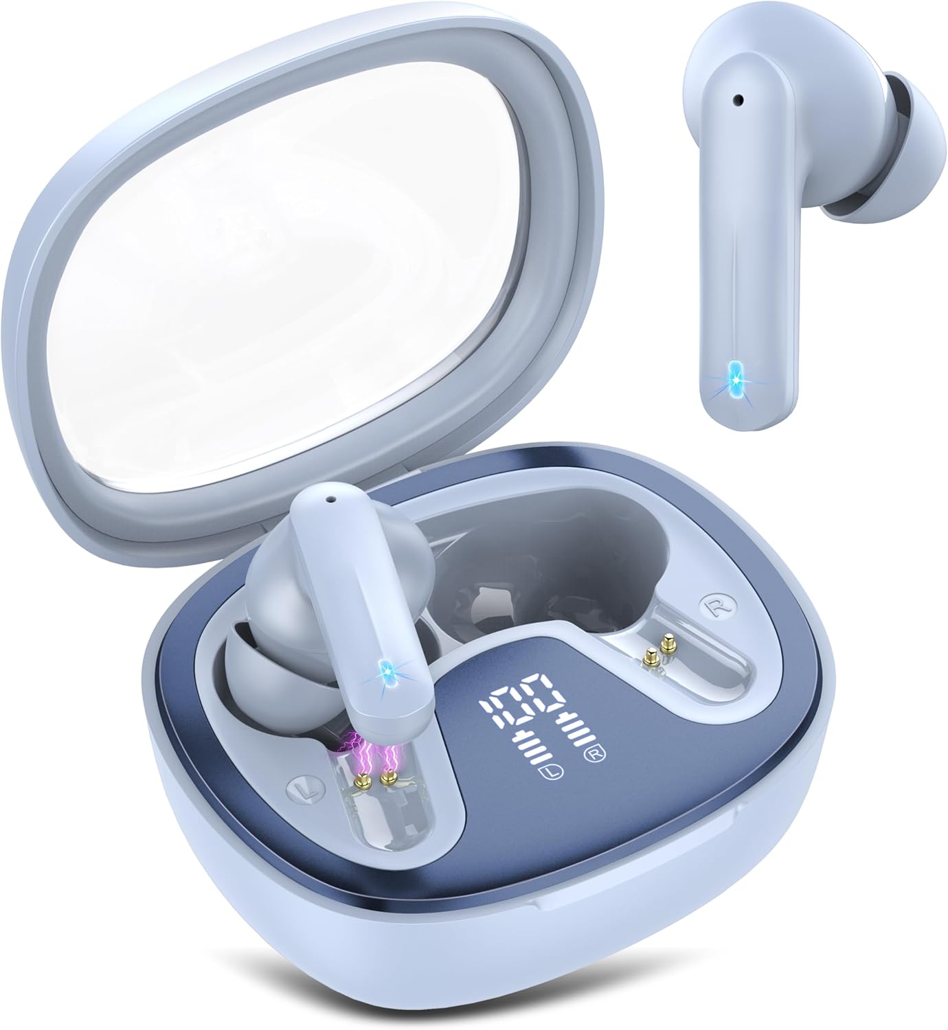 Wireless Earbuds, Bluetooth 5.4 Headphones, HiFi Stereo Bass Ear Buds, in Ear Earbuds with 4 ENC Noise Cancelling Mic, 45H, LED Display, IP7 Waterproof, Earphones for Phone Android/iOS Sports, Black - AURISTEN