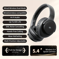 Wireless Noise Cancelling Headphones – Deep Bass, HIFI Stereo Sound, Built - in Mic, Compatible with Android/iOS - AURISTEN